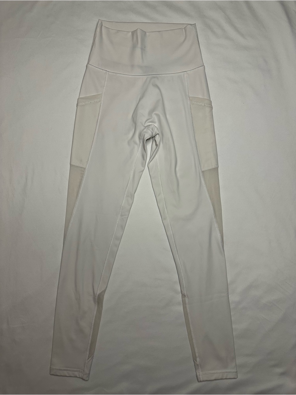 aerie High-Waist White Leggings with Side Mesh Panels